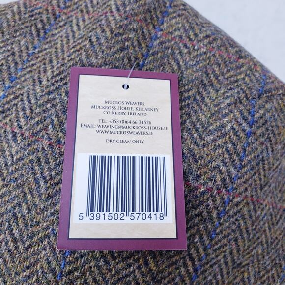 NWT MUCROS WEAVERS Trinity Wool Newsboy Flat Cap Herringbone Irish Tweed in XL - Picture 3 of 12